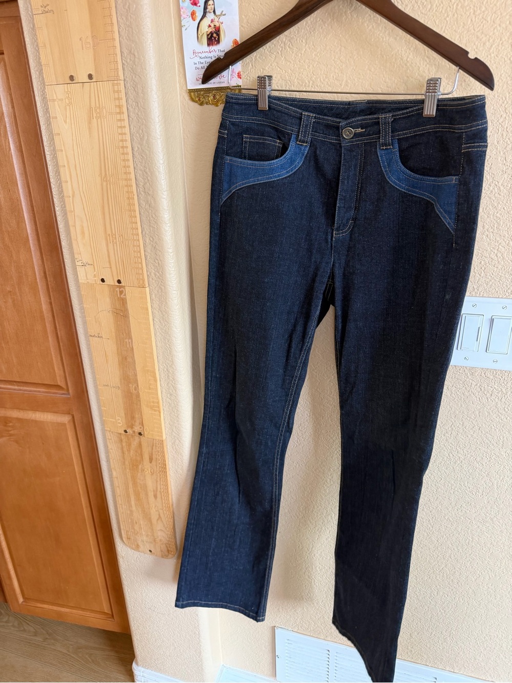 Y2K vintage Doncaster Dark Blue Bootcut Jeans with Lighter Blue Trim